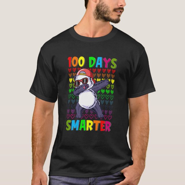 Kids 100 Days Smarter Hearts Dabbing Panda 100th D T-Shirt (Vorderseite)