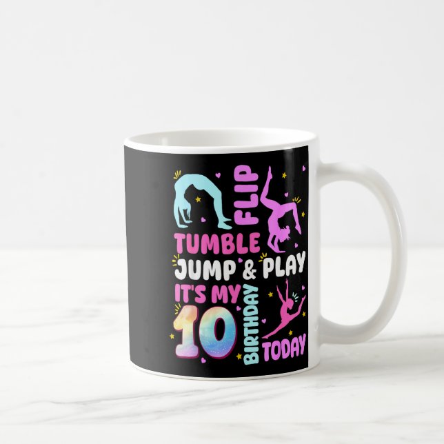 Kids 10 Year Old Bday Gymnast 10th Gymnastics Birt Kaffeetasse (Rechts)