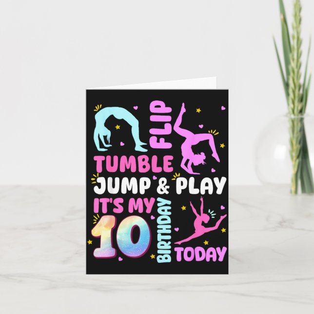 Kids 10 Year Old Bday Gymnast 10th Gymnastics Birt Karte (Vorderseite)