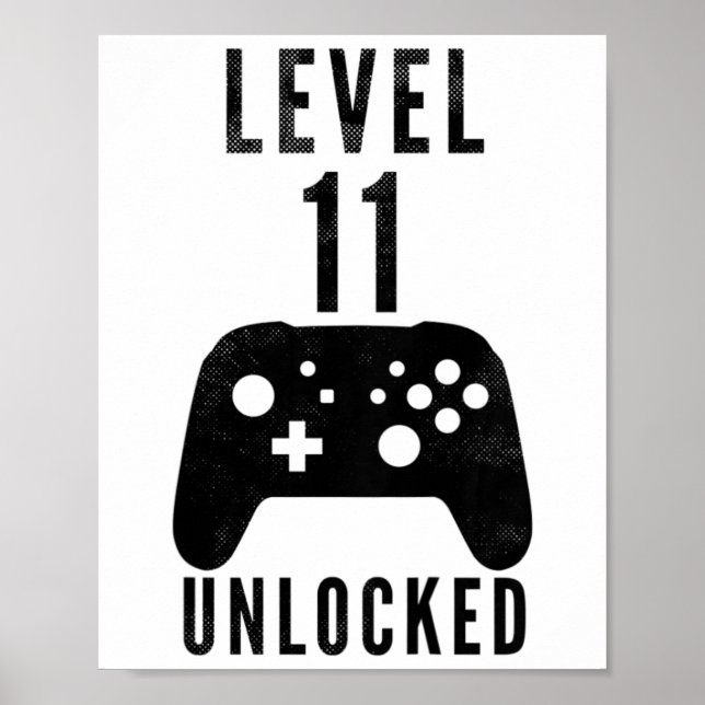 Kids 11 Year Old Birthday Gamer Level 11 Unlocked  Poster (Vorne)