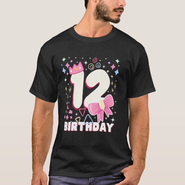 Kids 12 Twelfth 12th Birthday Girls Bday Princess  T-Shirt (Vorderseite)