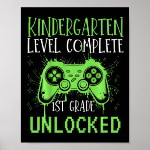 Kids 1. Klasse freigeschalteter Gamer Schule Kinde Poster