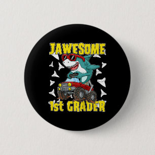 Kids 1. Klasse Monster Truck Dinosaurier Megalodon Button