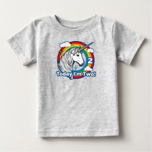 Kid's 2. Geburtstag Einhorn Regenbogen Heute bin i Baby T-shirt