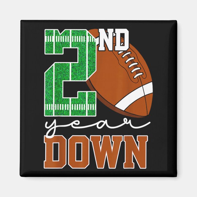 Kids 2nd Year Down Football Birthday Boy Party 2 Y Magnet (Vorne)