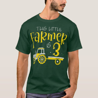 Kids 3 Year Old Farm Tractor Birthday Party Farmer T-Shirt