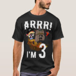 Kids 3 Year Old Pirate Birthday Party Pirates Ship T-Shirt<br><div class="desc">Kids 3 Year Old Pirate Birthday Party Pirates Ship ARR 3rd Gift  .pirates,  pirate,  skull,  caribbean,  funny,  pirate flag,  3rd birthday,  4th birthday,  5th birthday,  6th birthday,  7th birthday,  8th birthday,  animal birthday,  astronaut birthday,  birthday boy,  birthday girl,  black,  boys birthday,  construction excavator,  custom birthday</div>