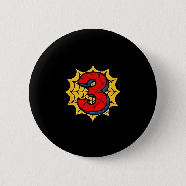 Kids 3rd Birthday Sder Theme Party 3 Year Old Boys Button (Vorderseite)