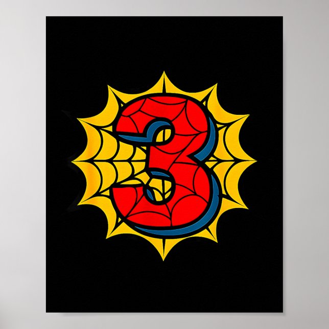 Kids 3rd Birthday Sder Theme Party 3 Year Old Boys Poster (Vorne)