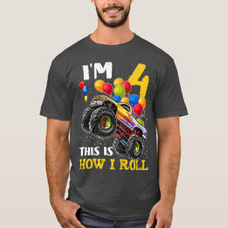 Kids 4 Year Old Shirt 4th Birthday Boy Monster Tru