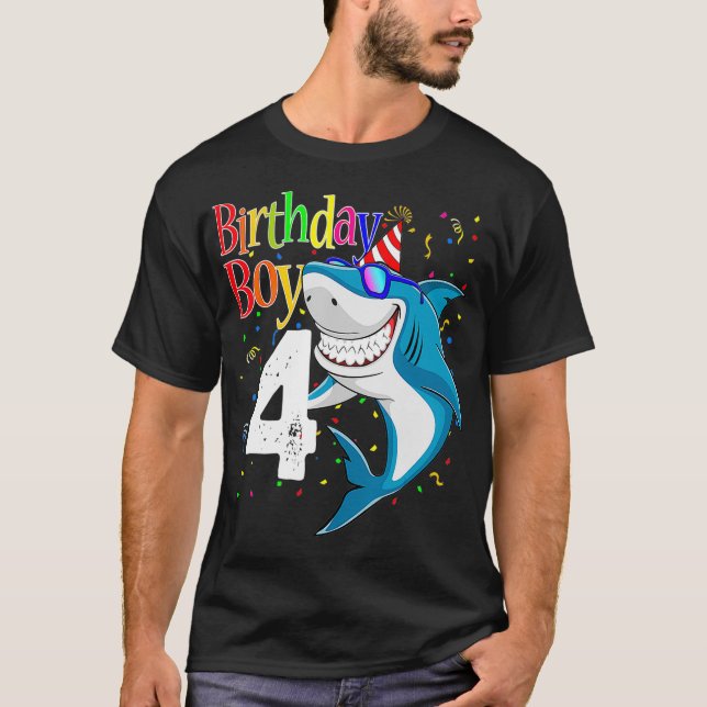 Kids 4th Birthday Boy Shark s 4 JawSome Four Tees  (Vorderseite)