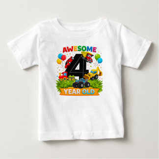 Kids 4th Birthday Shirt | Construction Vehicle tee