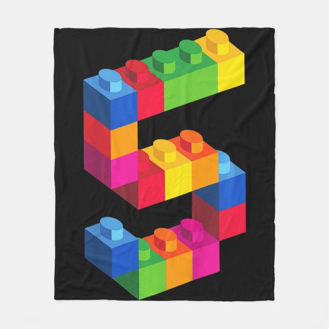 Kids 5 Year Old Building Blocks Birthday Bricks 5 Fleecedecke (Vorderseite)