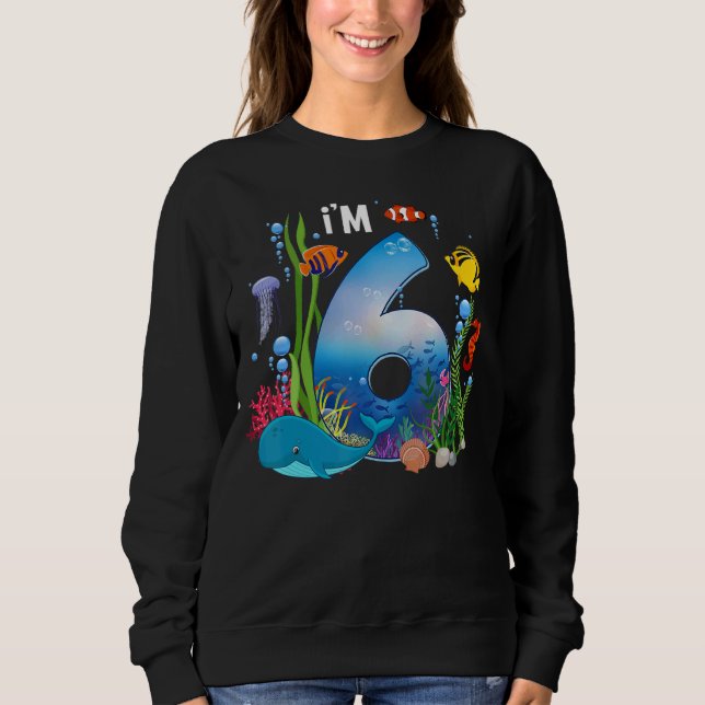Kids 6 Year Old Ocean Life Whale Dolphin Shark 6th Sweatshirt (Vorderseite)