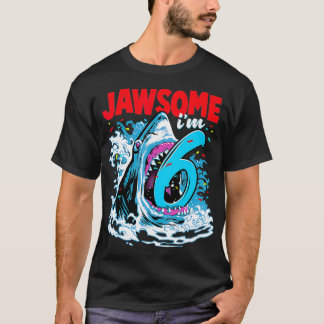 Kids 6th Birthday Shark 6 Jawsome Six Year Old Bd T-Shirt