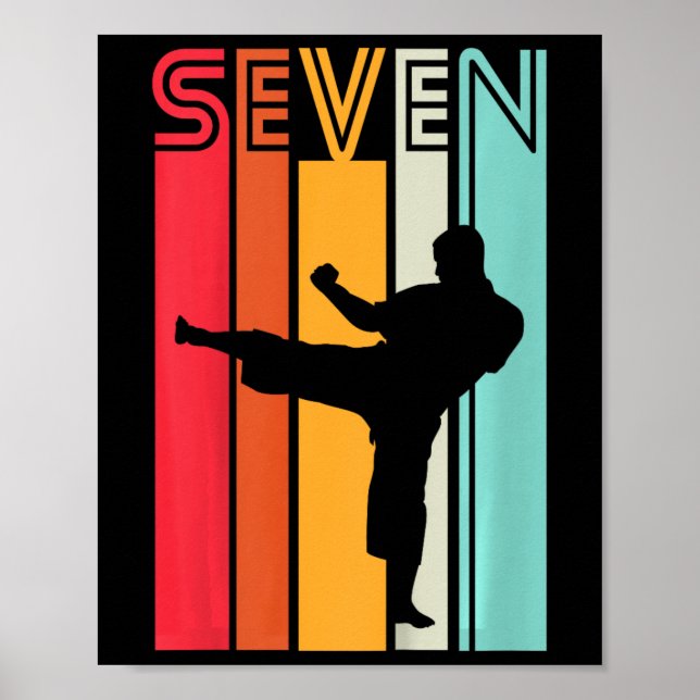 Kids 7th Birthday Gift Karate Retro Taekwondo Mart Poster (Vorne)
