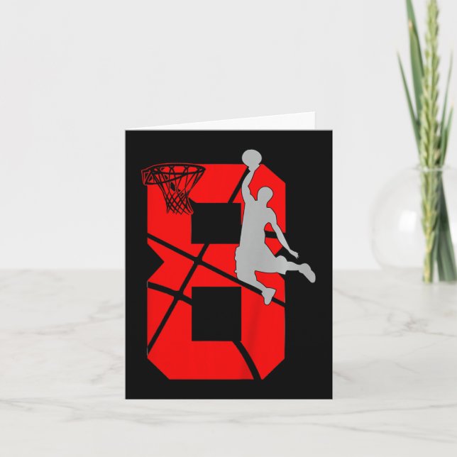 Kids 8 Year Old 8th Basketball Birthday PartyTheme Karte (Vorderseite)
