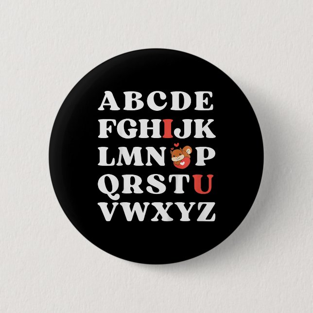 Kids Abc Ich liebe dich Kids Eichhörnchen Valentin Button (Vorderseite)