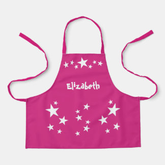 Kid's add name stars white pink schürze