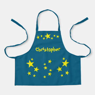 Kid's add name stars yellow blue schürze