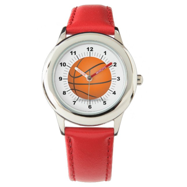 Kid's Adjustable Basketball Red Number Armbanduhr (Vorderseite)