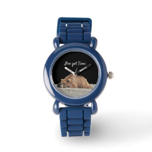 Kid's Adjustable Bezel Watch mit Grizzlybär Armbanduhr