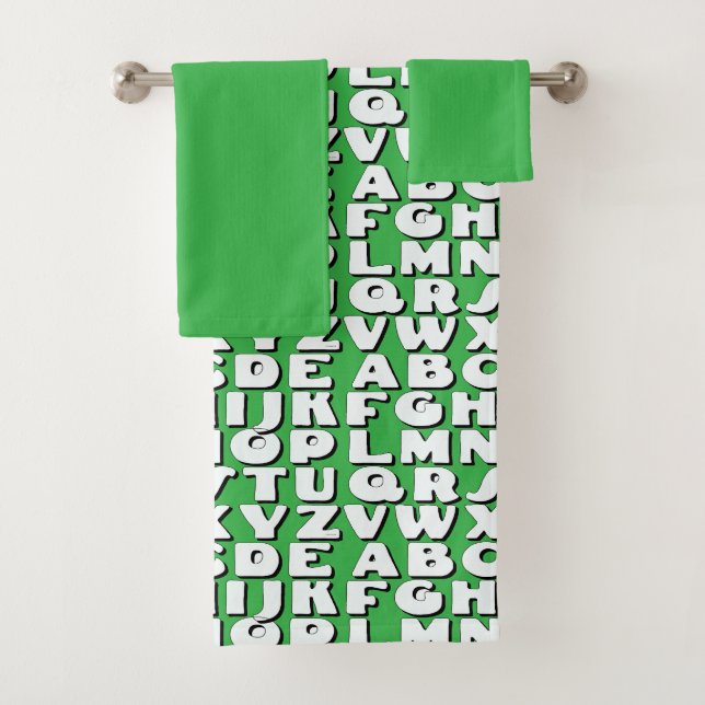Kids Alphabet Bright Green Badhandtuch Set (Insitu)