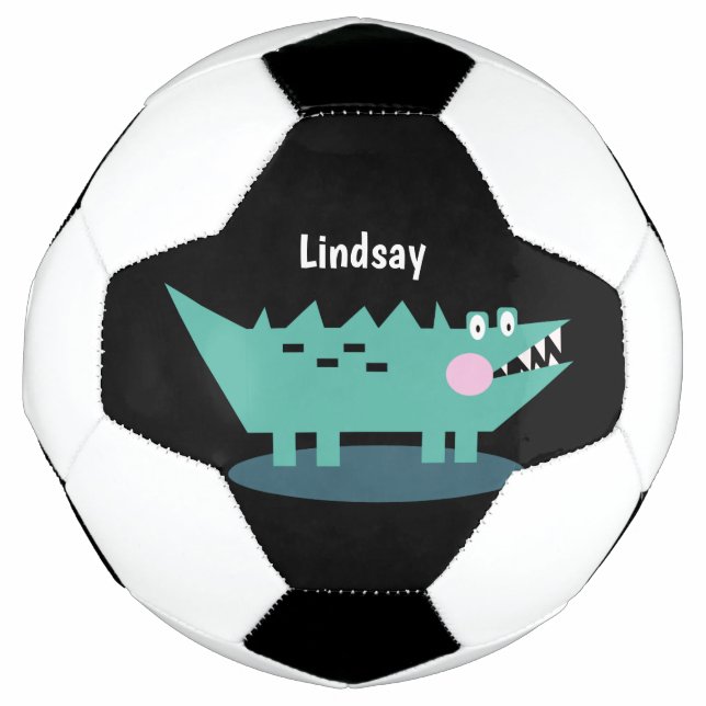 Kids Animal Crocodice Print Monogram Name Fußball (Vorderseite)