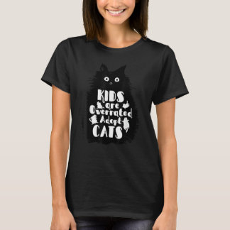 Kids Are Overrated Adopt A Cat Hand Drawn Cats & C T-Shirt