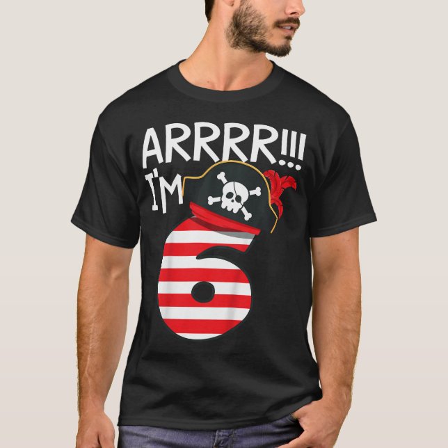 Kids Arrr I'M 6 Cool Pirate Theme 6Th Birthday  T-Shirt (Vorderseite)