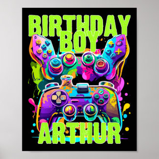 Kids Arthur Birthday Boy Video Game Birthday Gamer Poster