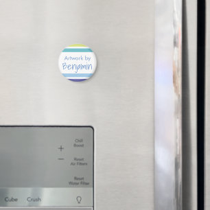 Kids Arwork Name Blue and Green Stripes Magnet