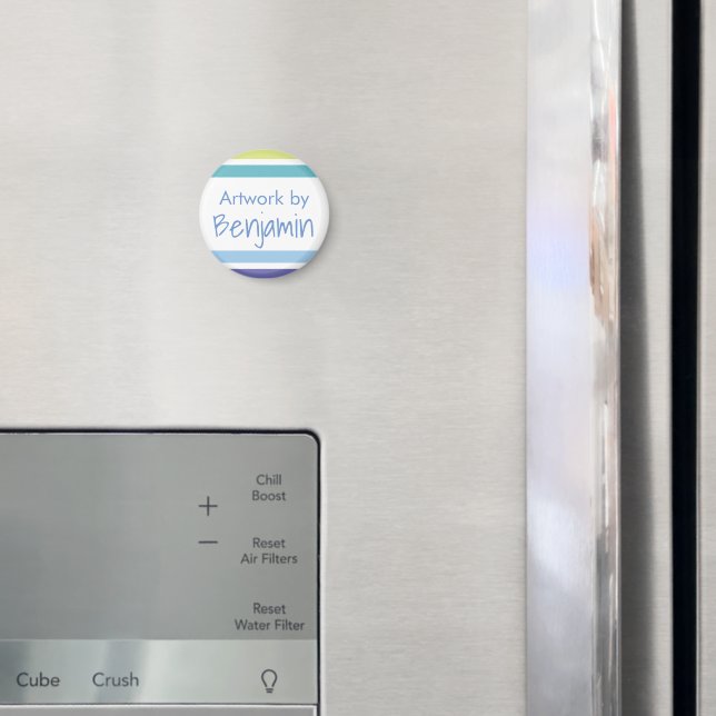 Kids Arwork Name Blue and Green Stripes Magnet (In Situ (Kühlschrank))