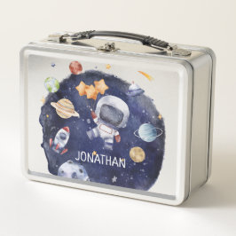 Kids Astronaut Galaxy Personalisierter Name Metall Brotdose