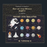 Kids Astronaut Solar System Monogram 5th Birthday Einladung<br><div class="desc">Eine inspirierende und farbenfrohe Weltraum-thematische Kindergeburtstag-Party Einladung für den aufstrebenden Astronauten mit einer Faszination für Planeten, Sonnensystem, Raketenschiffe und alles, was es draußen im Universum gibt. Einfach alle Typografie-Details anpassen, um Ihren Gästen alle Informationen zu Ihrer lustigen Veranstaltung zu geben. Zusätzliche Party-Produkte und Schreibwaren sind in diesem Design verfügbar, um...</div>