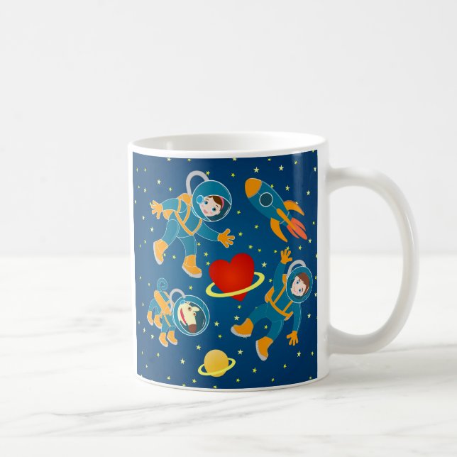 Kids Astronauten Raumfahrt Liebe Kaffeetasse (Rechts)