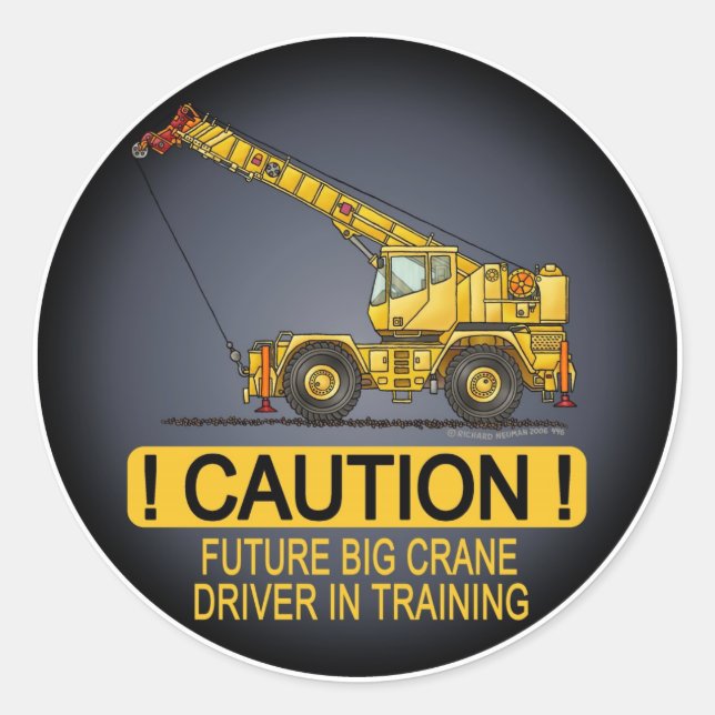 Kids-Aufkleber für künftige Big Crane-Fahrer Runder Aufkleber (Vorderseite)