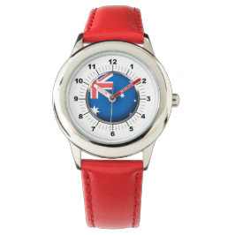 Kid's Australia Flag-Adjustable Steel Red Number Armbanduhr
