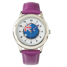 Kid's Australia Flag anpassbare Lila Ribb Armbanduhr