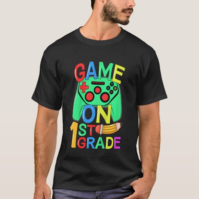 Kids Back To School Video Gamer 1st Grade Game On  T-Shirt (Vorderseite)