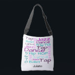 Kids Ballet Dance Personalisiert Tragetaschen Mit Langen Trägern<br><div class="desc">Wer auch immer Lieben zum Tanzen hat,  wird dieses Kreuz über die Körpertasche Liebe geben. Helle,  farbenfrohe Tanztypen,  die auf beiden Seiten gedruckt werden und mit Ihrem Namen personalisieren können. Das ist ein tolles Geschenk für alle Tänzer.</div>