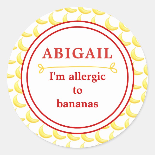 Kids Banana Allergy Alert Klassischer Round Sticke Runder Aufkleber (Vorderseite)