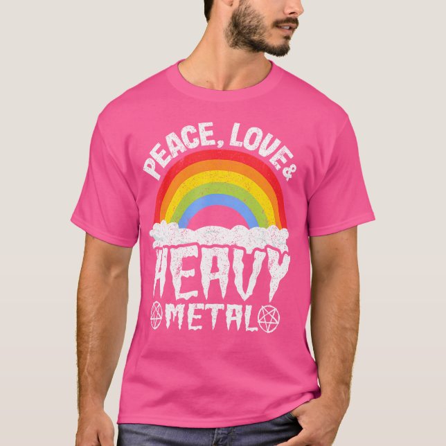 Kids Band Metal Rainbow Unicorn Peace Liebe Heavy T-Shirt (Vorderseite)