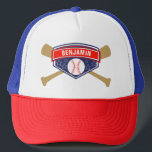 Kids Baseball Personalisiert Name Truckerkappe<br><div class="desc">Niedlicher Hut für eine Baseballveranstaltung. Passen Sie es mit dem Namen Ihres Kindes an.</div>