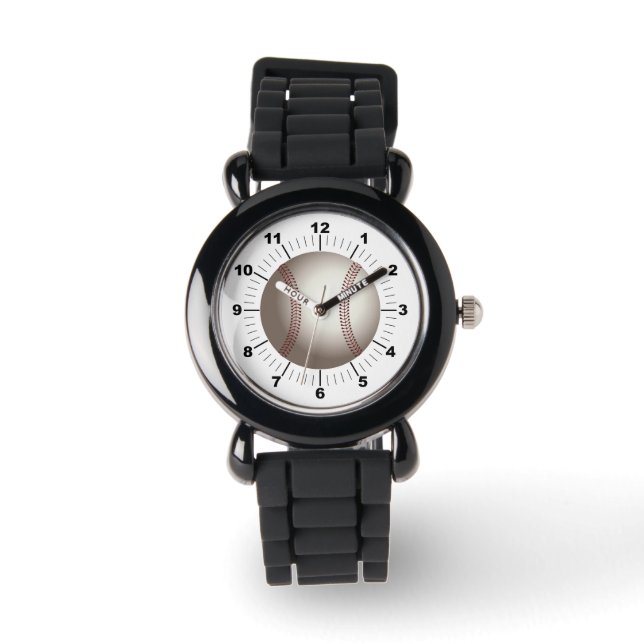 Kid's Baseball Silver Glitzer Strap Watch Armbanduhr (Vorderseite)