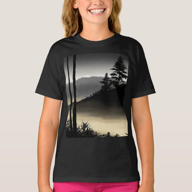 Kids Basic T - Shirt mit kühl schwarz-weiß Cannabi (Vorderseite)