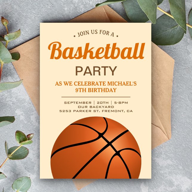 Kids Basketball Geburtstagsparty Einladung (Von Creator hochgeladen)