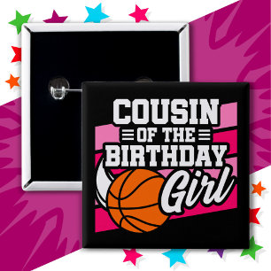 Kids Basketball Party Cousin der Geburtstagskarte Button