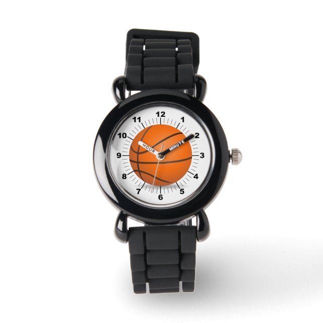 Kid's Basketball Silver Glitzer Strap Watch Armbanduhr (Vorderseite)