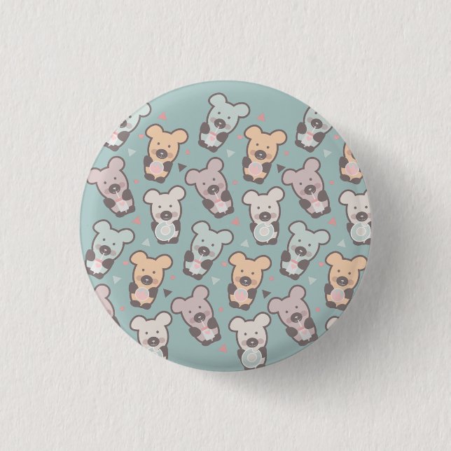 Kids Bears and Donuts Pattern Button (Vorderseite)
